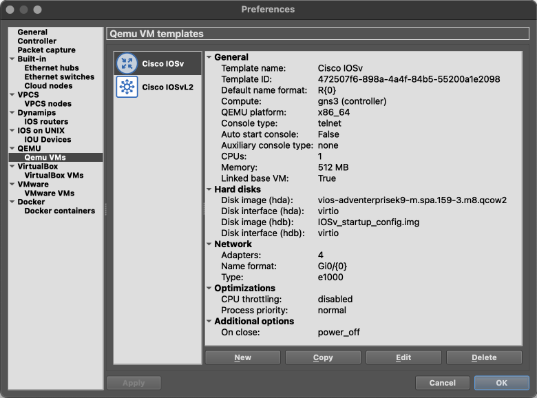 Cisco IOSv template