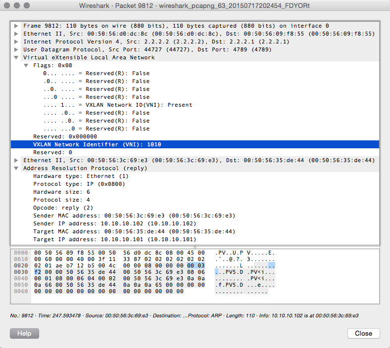 Arista VXLAN packet