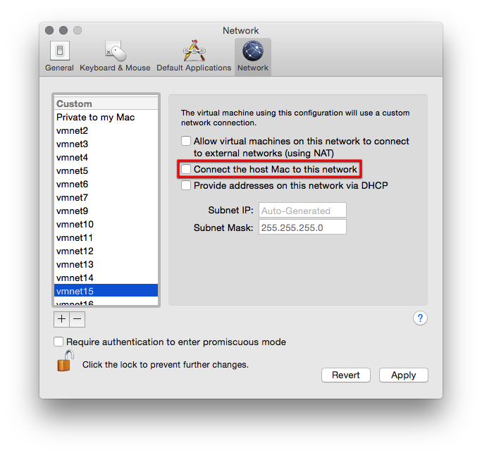 VMware Fusion Custom VMnets