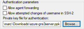 PuTTY auth for Azure